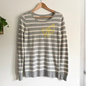 GAP Gray & White Striped Bow Sweater